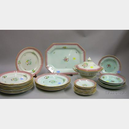 Thirty-piece Adams Hand-painted Calyx Ware Partial Dinner Service. 