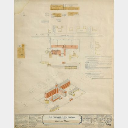 Framed Blueprint of the E. Howard Clock Company
