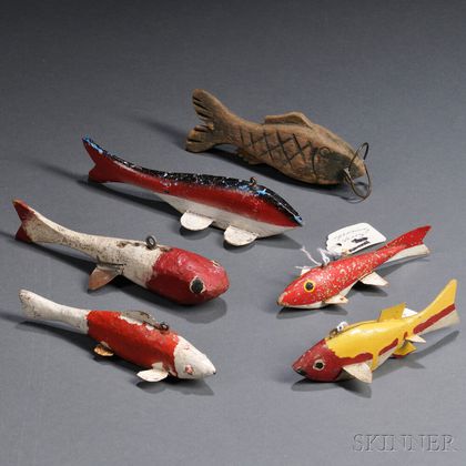 Six Carved and Painted Fish Decoys