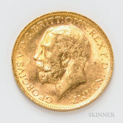1918-P British Gold Sovereign, KM29.