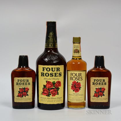 Four Roses, 1 1/2 gallon bottle 1 4/5 quart bottle 2 pint bottles 
