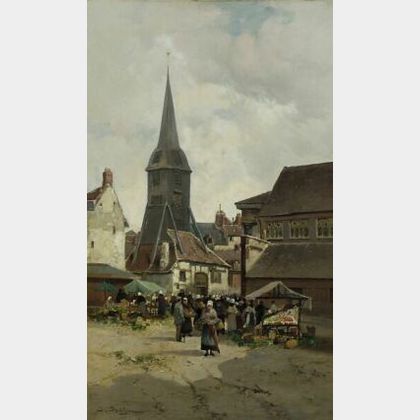 Jules G. Bahieu (Belgian, ac. 1885-1895) The Produce Market