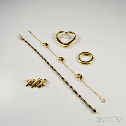 Four 18kt Gold Tiffany & Co. Jewelry Items