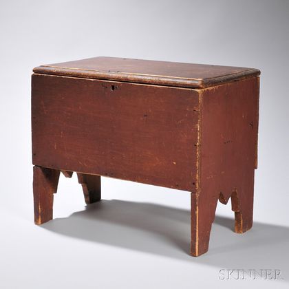 Child's Red-painted Six-board Chest