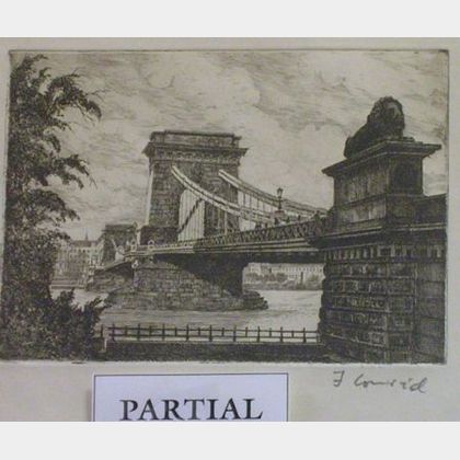Two Framed Decorative Etchings Depicting Scenes of Prague