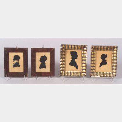 Four Framed Hollow-cut Miniature Silhouette Portraits
