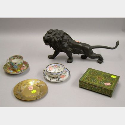 Group Assorted Asian Metal and Porcelain Table Items