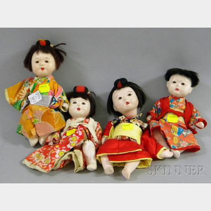 Group of Gofun Baby Dolls