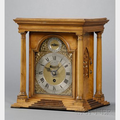 Elm and Mahogany Alarm and Repeating Table Clock by Jno. Wady