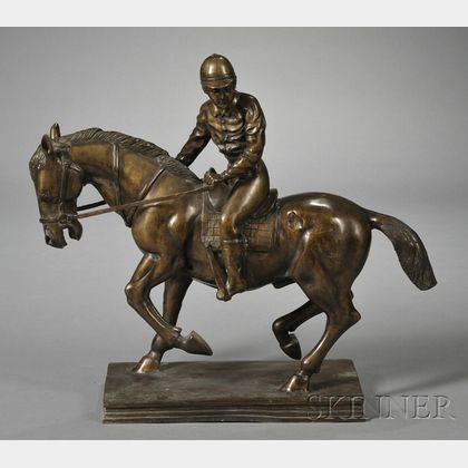 Bronze Model of a Jockey on Horseback