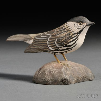 Jess Blackstone Miniature Carved and Painted Blackpoll Warbler Figure