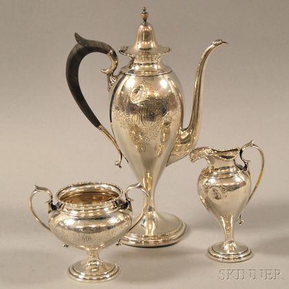 Three-piece Goodnow & Jenks for Marcus & Co. Sterling Silver Tea Service