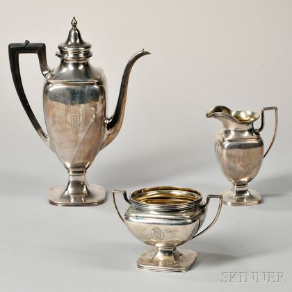 Three-piece Gorham Sterling Silver Coffee Service