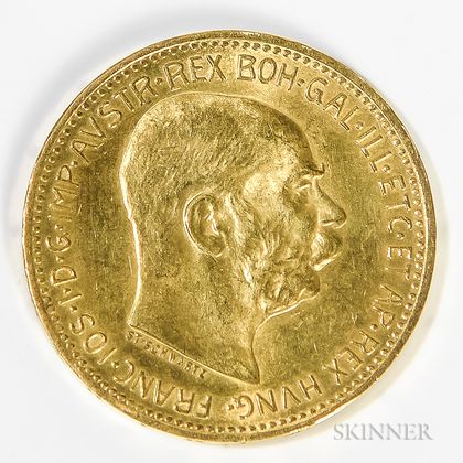 1915 Austrian 20 Corona Restrike Gold Coin