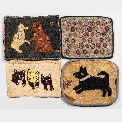 Four Small Hooked Rugs