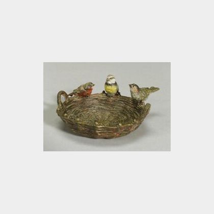 Austrian Cold Painted Figure of Birds on a Basket