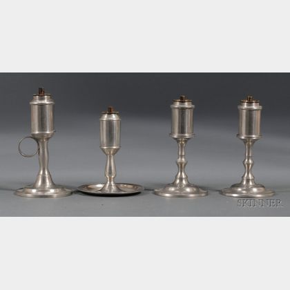 Four Pewter Sparking Lamps