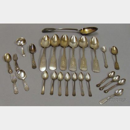 Approximately Twenty-five Pieces of Sterling Silver and Silver Plated Flatware
