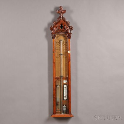 Carved Walnut Admiral Fitzroy's Barometer