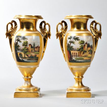 Pair of Limoges Porcelain Vases