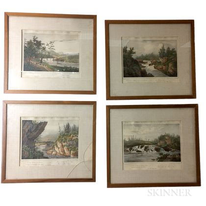 Four Framed Amerique Septentrionale Hudson River Lithographs