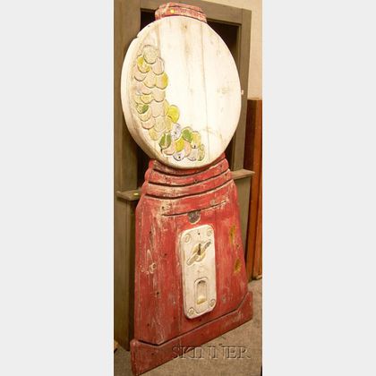 Large Polychrome Painted Carved Wood Gumball Machine Figural Panel