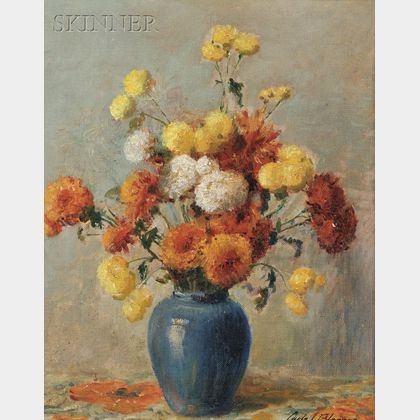 Carle John Blenner (American, 1862-1952) Still Life with Chrysanthemums.