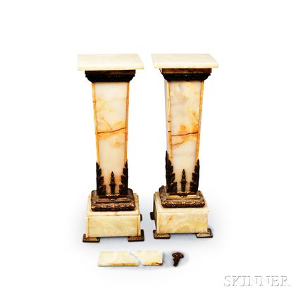 Pair of Ormolu-mounted Marble Pedestals
