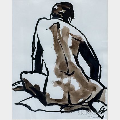 Michael Burton Mazur (American, 1935-2009) Seated Nude, Back View