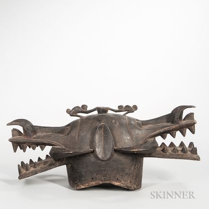 Senufo-style Carved Wood Fire Spitter Mask