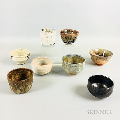 Eight Studio Pottery Tea Bowls