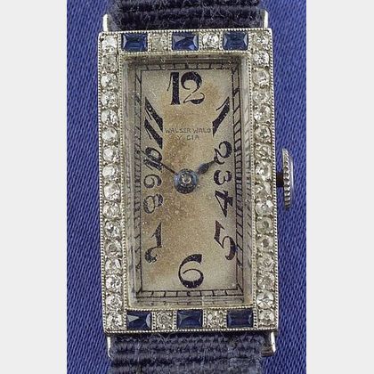 Art Deco Lady's Platinum, Sapphire, and Diamond Wristwatch, Walser Wald