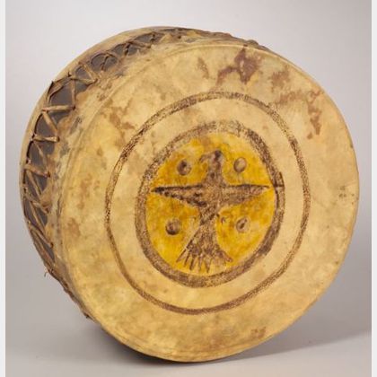 Large Plains Wood and Rawhide Drum