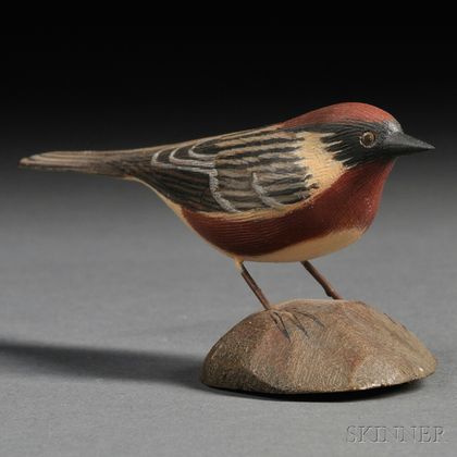 Jess Blackstone Miniature Carved and Painted Bay-breasted Warbler Figure