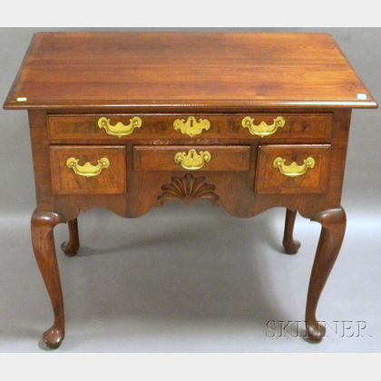 Queen Anne Carved Walnut and Burl Veneer Dressing Table