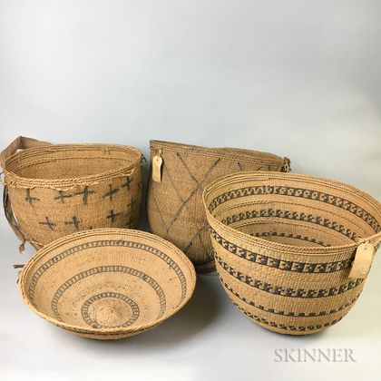 Four Large Woven Baskets
