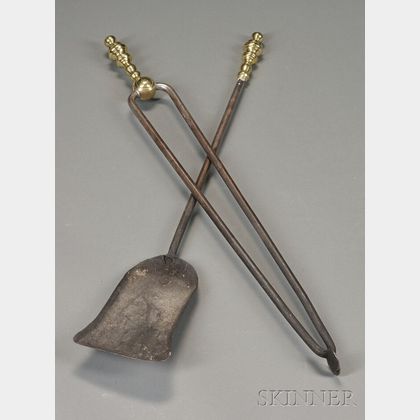 Two Brass and Iron Fireplace Tools