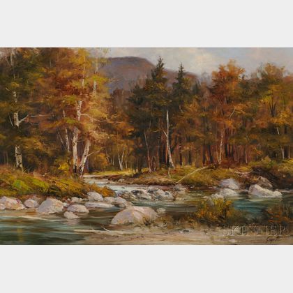 American School, 20th Century Autumnal Landscape with River.