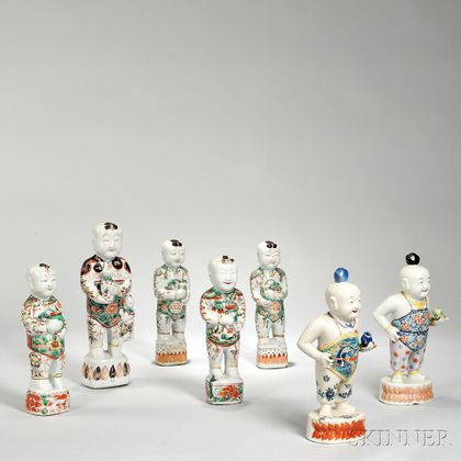 Seven Export Porcelain Figures of Boys
