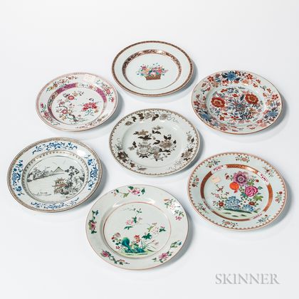 Seven Export Porcelain Plates
