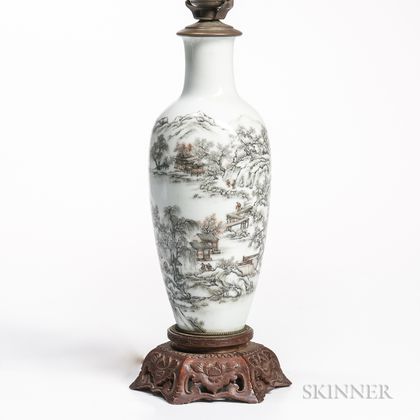Grisaille-enameled Lamp Vase