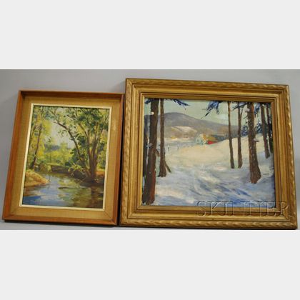 Raymond A. Ewing (American, 1891-1976) Lot of Two Framed Landscapes: Summer Stream