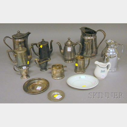 Fourteen Pieces of Vintage Plated-metal and China Hotelware