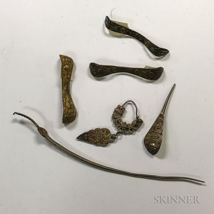 Six Chinese Silver-gilt Hairpins