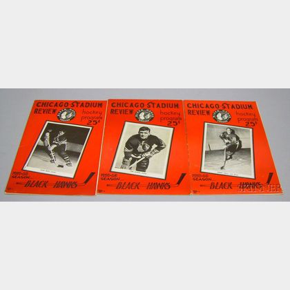 Three 1960 National Hockey League Chicago Black Hawks vs. Montreal Canadiens Programs