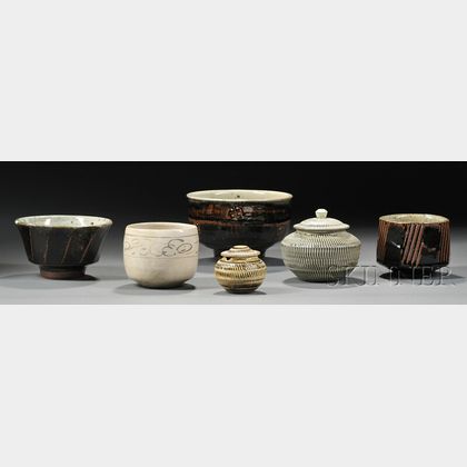 Five Bowls and Two Covered Jars
