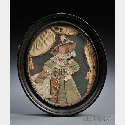 Tinsel Print of a Woman in Early Costume on Mirror