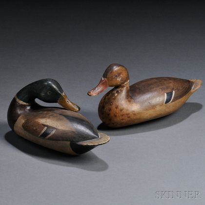 Pair of Miniature Mallard Duck Decoys
