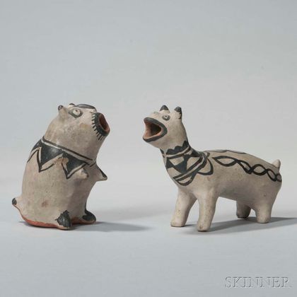 Two Cochiti Painted Pottery Animals