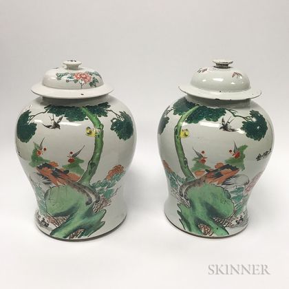 Pair of Tall Covered Jars